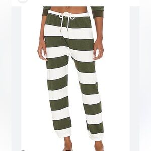 THE GREAT. Stadium Sweatpant in Olive Boating Stripe size 3